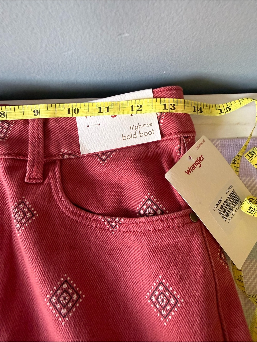 Wrangler Red Printed Bootcut Jeans - Picture 6 of 9